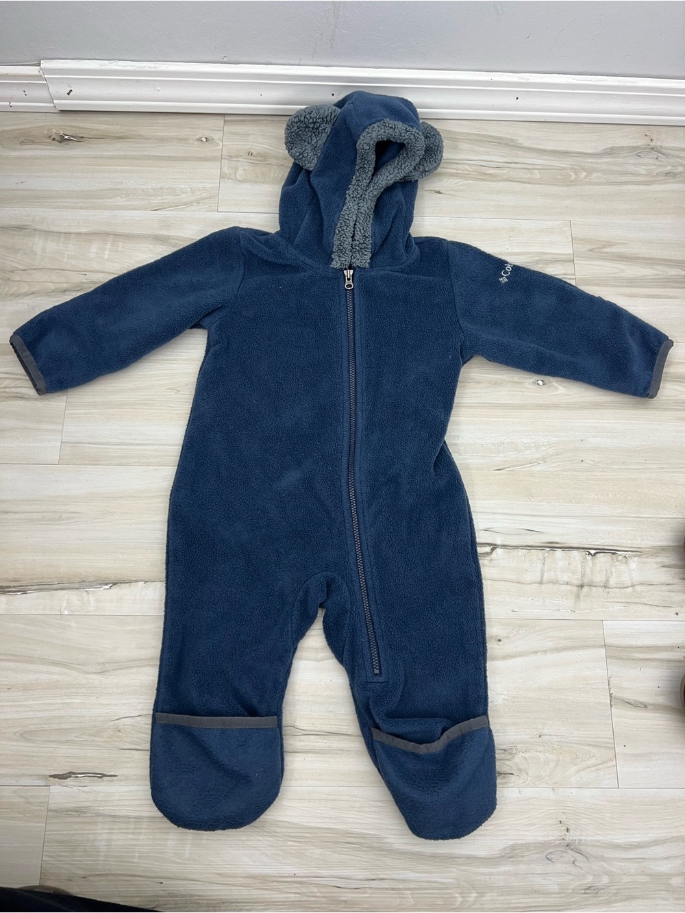 Columbia Cozy Fleece Hooded Teddy Bear One Piece Navy
